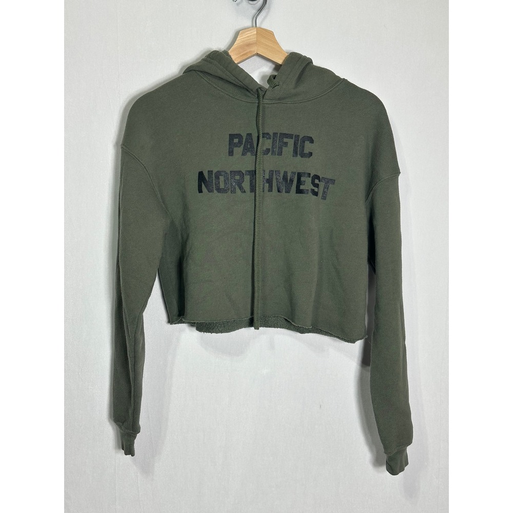 The Great PNW Pacific Northwest Cropped Hoodie Olive Green Womens Size Small‎